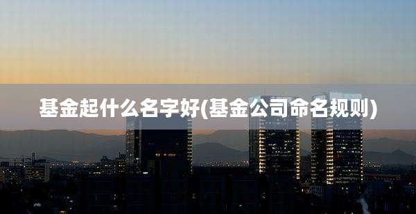 基金起什么名字好(基金公司命名规则)