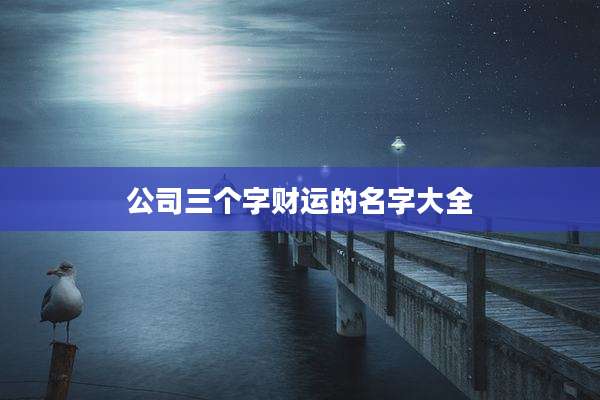 公司三个字财运的名字大全