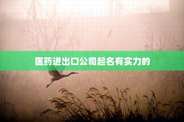 医药进出口公司起名有实力的