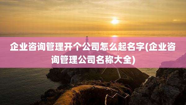 企业咨询管理开个公司怎么起名字(企业咨询管理公司名称大全)