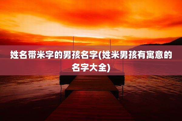 姓名带米字的男孩名字(姓米男孩有寓意的名字大全)