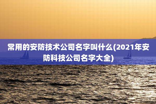 常用的安防技术公司名字叫什么(2021年安防科技公司名字大全)