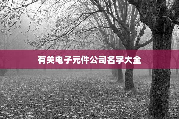 有关电子元件公司名字大全