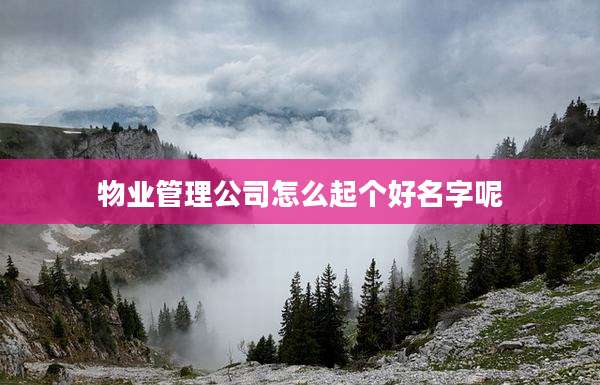 物业管理公司怎么起个好名字呢