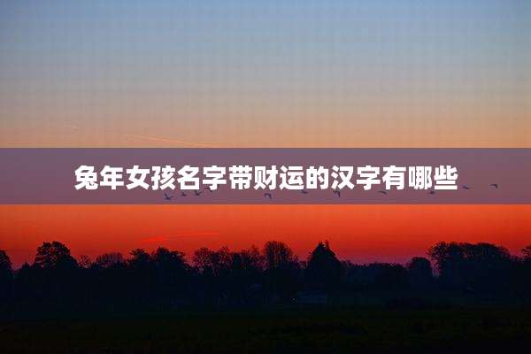 兔年女孩名字带财运的汉字有哪些