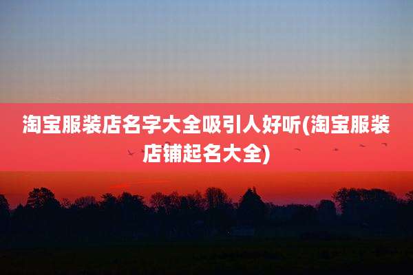 淘宝服装店名字大全吸引人好听(淘宝服装店铺起名大全)