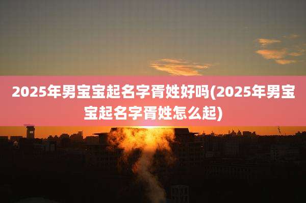 2025年男宝宝起名字胥姓好吗(2025年男宝宝起名字胥姓怎么起)