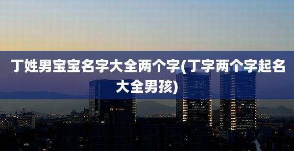 丁姓男宝宝名字大全两个字(丁字两个字起名大全男孩)
