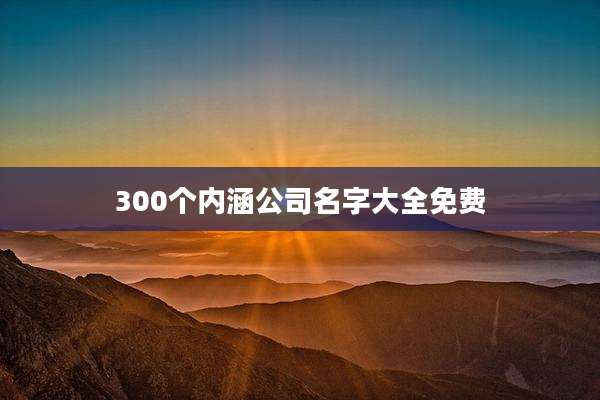 300个内涵公司名字大全免费