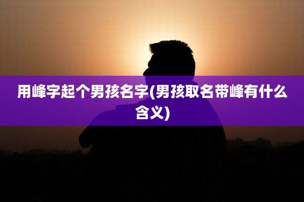 用峰字起个男孩名字(男孩取名带峰有什么含义)