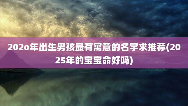 202o年出生男孩最有寓意的名字求推荐(2025年的宝宝命好吗)