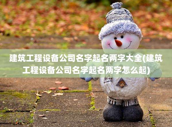 建筑工程设备公司名字起名两字大全(建筑工程设备公司名字起名两字怎么起)