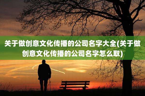 关于做创意文化传播的公司名字大全(关于做创意文化传播的公司名字怎么取)