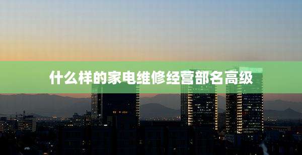 什么样的家电维修经营部名高级