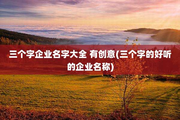 三个字企业名字大全 有创意(三个字的好听的企业名称)