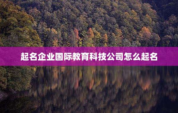 起名企业国际教育科技公司怎么起名