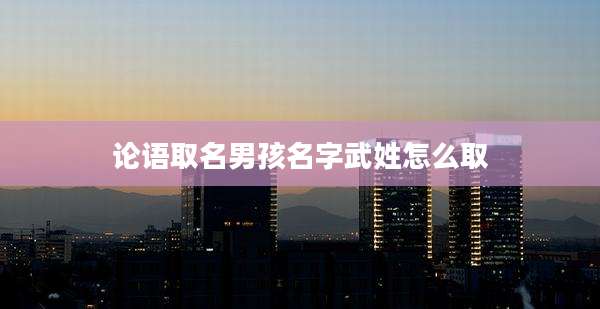论语取名男孩名字武姓怎么取