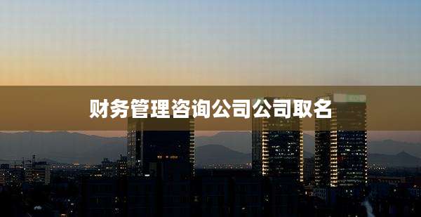 财务管理咨询公司公司取名