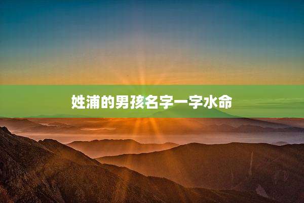 姓浦的男孩名字一字水命