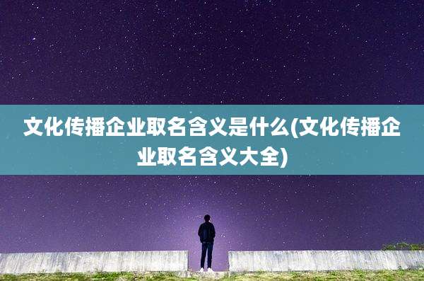 文化传播企业取名含义是什么(文化传播企业取名含义大全)