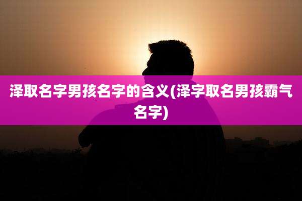 泽取名字男孩名字的含义(泽字取名男孩霸气名字)
