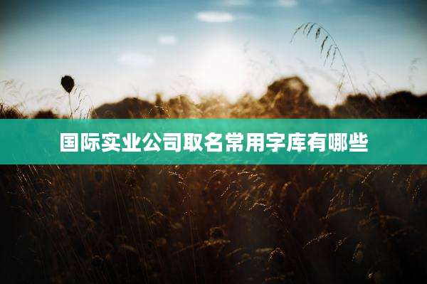 国际实业公司取名常用字库有哪些