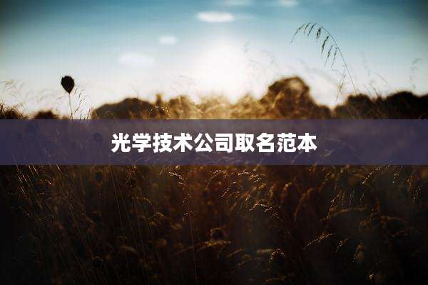 光学技术公司取名范本