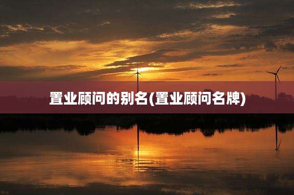 置业顾问的别名(置业顾问名牌)