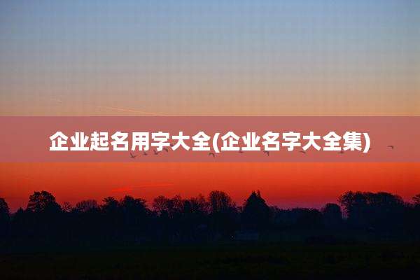 企业起名用字大全(企业名字大全集)