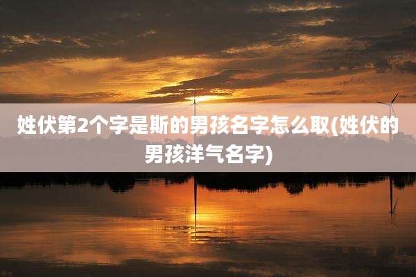姓伏第2个字是斯的男孩名字怎么取(姓伏的男孩洋气名字)