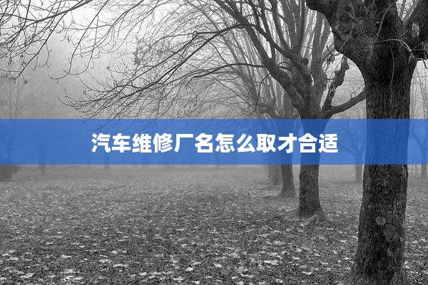 汽车维修厂名怎么取才合适