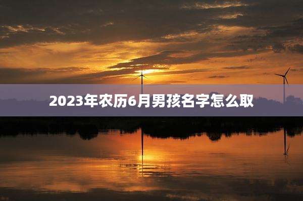 2023年农历6月男孩名字怎么取