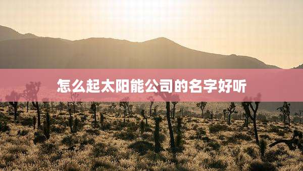 怎么起太阳能公司的名字好听