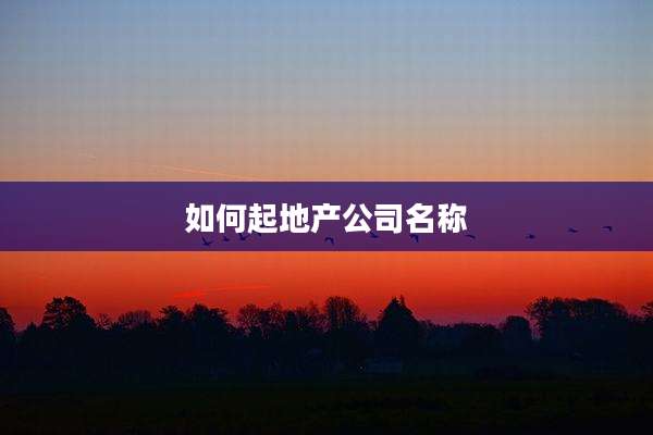 如何起地产公司名称