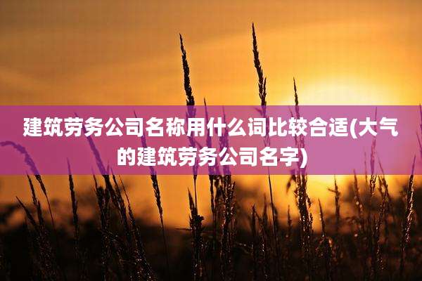 建筑劳务公司名称用什么词比较合适(大气的建筑劳务公司名字)