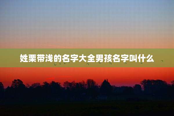 姓栗带浅的名字大全男孩名字叫什么