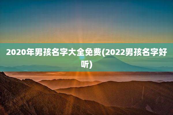 2020年男孩名字大全免费(2022男孩名字好听)