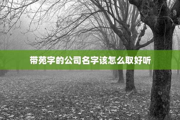 带苑字的公司名字该怎么取好听