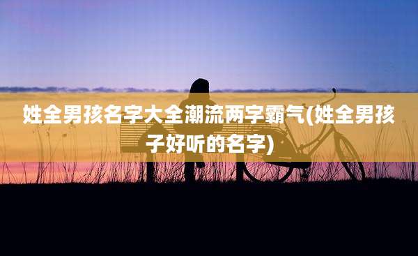 姓全男孩名字大全潮流两字霸气(姓全男孩子好听的名字)