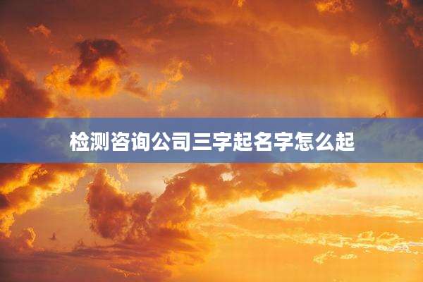 检测咨询公司三字起名字怎么起