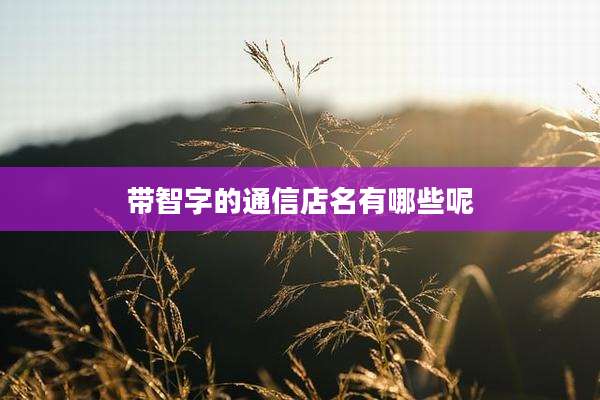 带智字的通信店名有哪些呢