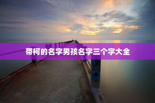 带柯的名字男孩名字三个字大全