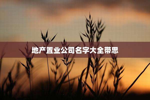 地产置业公司名字大全带思