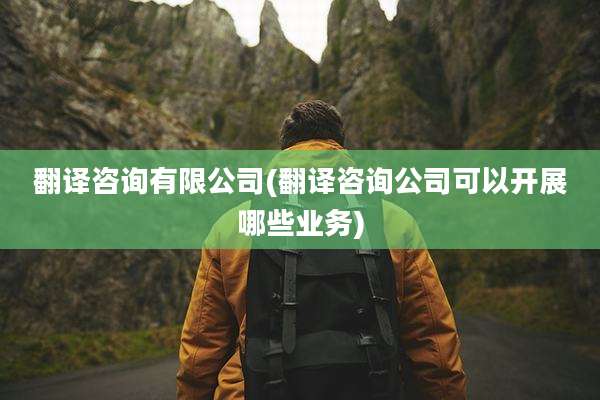 翻译咨询有限公司(翻译咨询公司可以开展哪些业务)