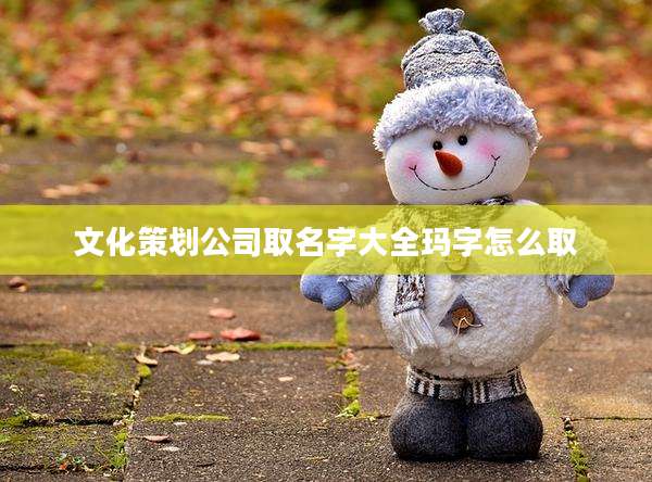 文化策划公司取名字大全玛字怎么取