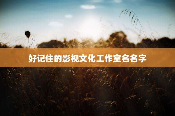 好记住的影视文化工作室名名字