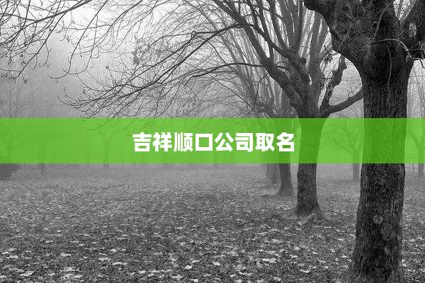 吉祥顺口公司取名