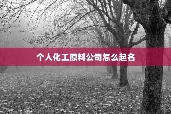 个人化工原料公司怎么起名