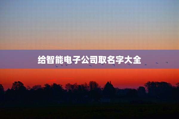 给智能电子公司取名字大全