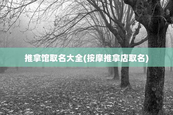 推拿馆取名大全(按摩推拿店取名)